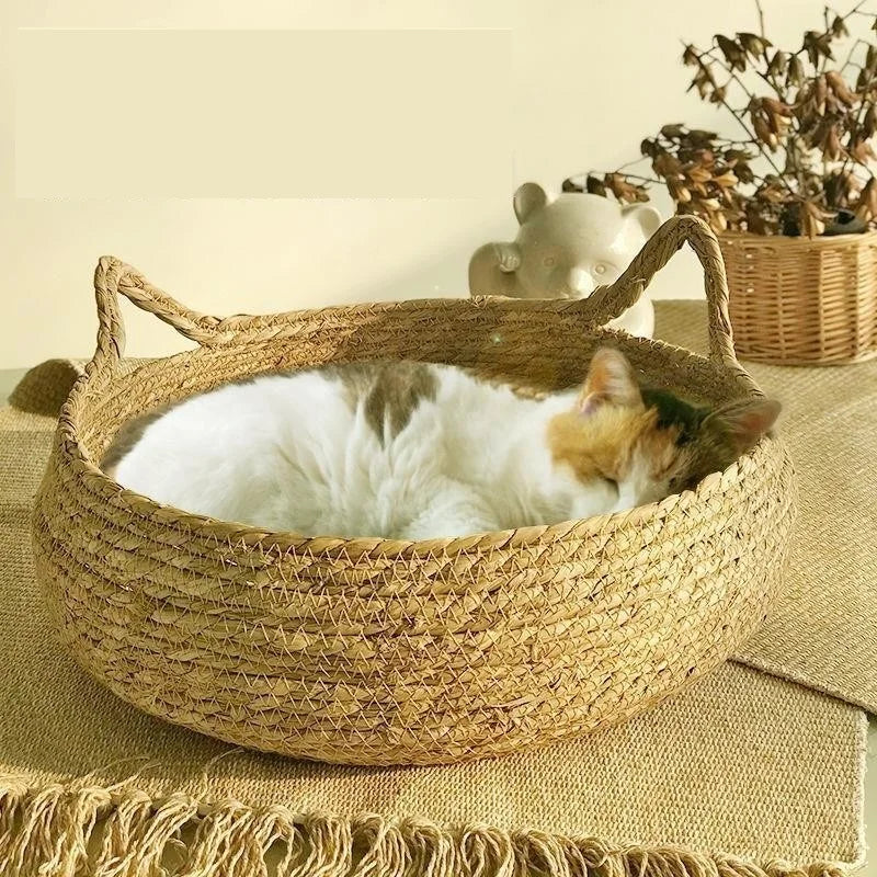 Cama de Rattan Ecológico para Gatos